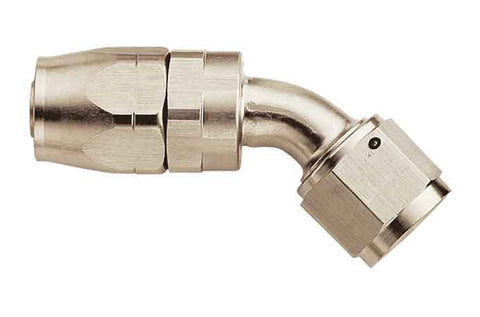 Reusable Aluminum Swivel; 45 deg. Elbow; -08AN Hose Size