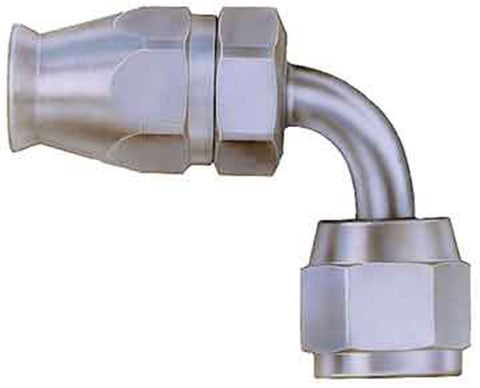 Reusable Steel; 90 deg. Elbow; -06AN Hose Size; S.A.E. 45 deg. JIC/AN