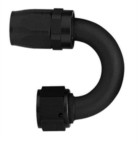 Black Anodized -06AN Hose Size; 180 deg. Elbow; Reusable Aluminum Swivel