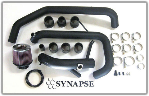 Mitsu Evo X IC Pipe Kit in Powder Coated Black and with All Black Synchronic BOV (Speed Density)