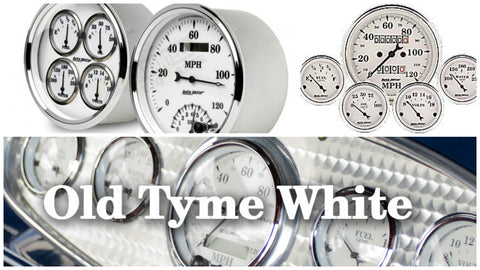 Old Tyme White Series; Quad Gauge Kits; w/ Elec Prog Speedo [Universal]