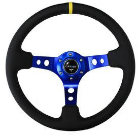 350mm Sport Steering Wheel (3" Deep) - Blue w/ center marking