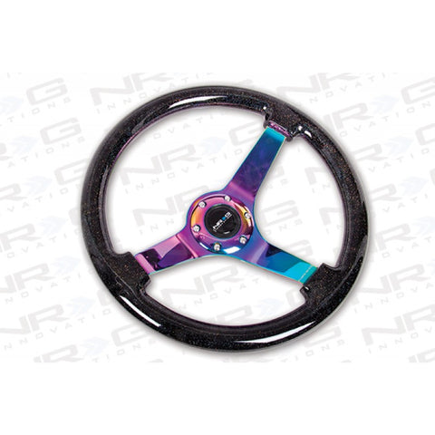 Black Sparkled Wood Grain Wheel (3in Deep), 350mm, 3 spoke center in Neochrome