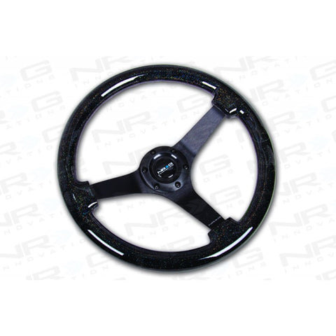 Black Sparkled Wood Grain Wheel (3in Deep), 350mm, 3 spoke center in Black