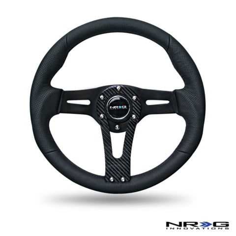 Black Leather Steering Wheel w/ Carbon Center Spoke