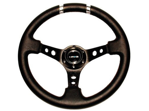 350mm Sport Steering Wheel (3" Deep) Red w/ Silver Double Center Marking