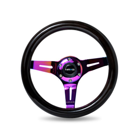 Classic Black Wood Grain Wheel, 310mm, 3 spoke center in Black Chrome